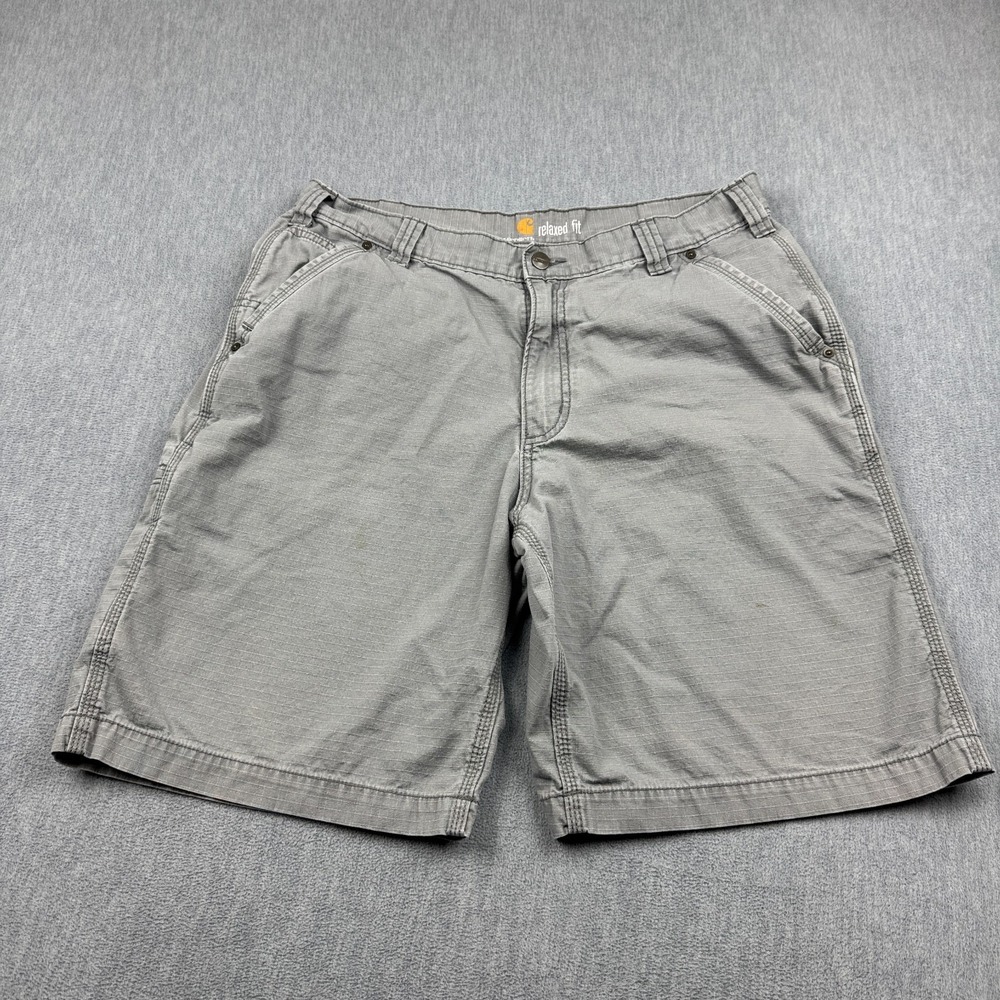 Carhartt Shorts Men 36x10 Gray Ripstop Cargo Tacoma Relaxed Fit Workwear Utility